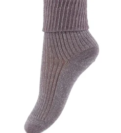 Strømper|Uld|MP Strøer - Uld - Rib - Iris - Glitter - Dark Purple Dove