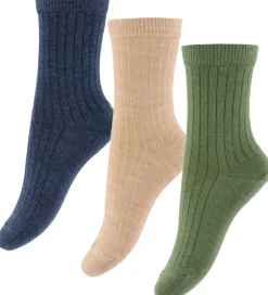 Strømper|Uld|MP Strøer - Uld - Rib - 3-pak - Camel Melange