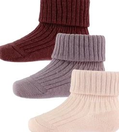 Strømper|Uld|MP Strøer - Uld - Rib - 3-pak - Rose Dust