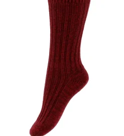 Strømper|Uld|MP Strøer - Uld - Rib - Strik - Quinn - Wine Red