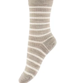 Strømper|Uld|MP Strøer - Uld - Rib - Viggy - Lysebrunmeleret
