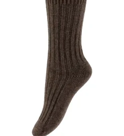 Strømper|Uld|MP Strøer - Uld/Viskose - Rib - Strik - Bellie - Brunmeleret