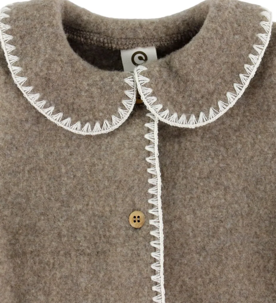 Uld|Basis|Müsli Cardigan - Uldfleece - Brown Melange