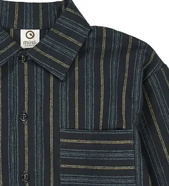 Skjorter|Müsli Skjorte - Stripe - Night Blue/Moss/Stormy Blue