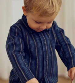 Skjorter|Müsli Skjorte - Stripe - Night Blue/Moss/Stormy Blue