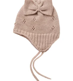 Huer Og Hatte|Name It Babyhjelm - Uld - Strik - NbfWrilla - Shadow Gray/Bow