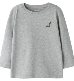 Drengetøj|Bluser|Name It Bluse - NmmVimpel - Grey Melange/Excavator