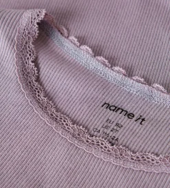 Pigetøj|Bluser|Name It Bluse - Rib - Noos - NmfKab - Lavender Gray