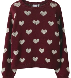 Juletøj|Name It Bluse - Strik - NmfOana - Burgundy/Peyote Heart