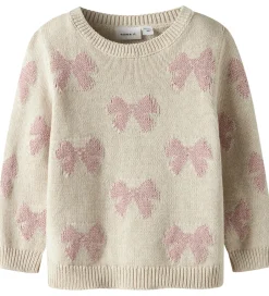 Juletøj|Bluser|Name It Bluse - Strik - NmfRekka - Peyote Melange m. Sløjfer