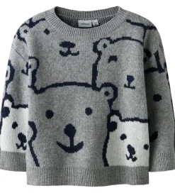 Drengetøj|Sweatshirts|Name It Bluse - Strik - NmmSauel - Gråmeleret