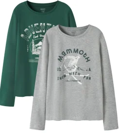 Drengetøj|Bluser|Name It Bluser - NkmVux - 2-Pak - Grey Melange/Bistro Green Adve