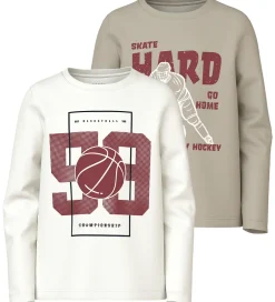 Bluser|Name It Bluser - 2-pak - NkmVux - Island Fossil/Cloud Dancer 98