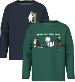 Drengetøj|Bluser|Name It Bluser - 2-Pak - NmmVux - Bistro Green/Navy Blazer Snowb