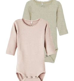 Bodyer|Pigetøj|Name It Body l/æ - 2-pak - Rib - Noos - NbmKab - Peyote Melange/