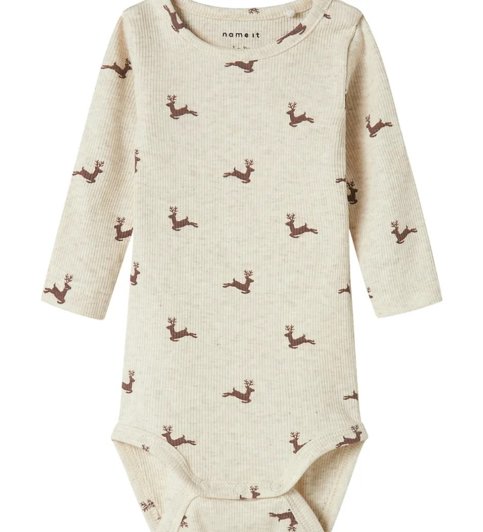 Juletøj|Bodyer|Name It Body l/æ - Rib - NbnRoko - Peyote Melange