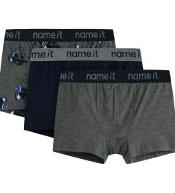 Undertøj|Name It Boxershorts - 3-pak - NkmBoxer - Mørkegråmeleret