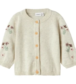 Cardigans|Striktrøjer|Name It Cardigan - Strik - NbfNussy - Peyote Melange m. Blomster