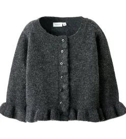 Pigetøj|Cardigans|Name It Cardigan - Strik - NmfSupia - Mørkegråmeleret