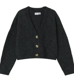 Striktrøjer|Name It Cardigan - Strik - Noos - NkfHolly - Dark Grey Melange