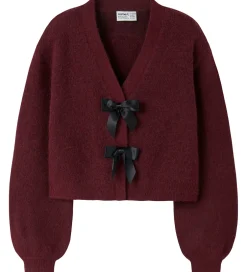 Cardigans|Name It Cardigan - Strik - NkfRina - Burgundy/BLACK BOW