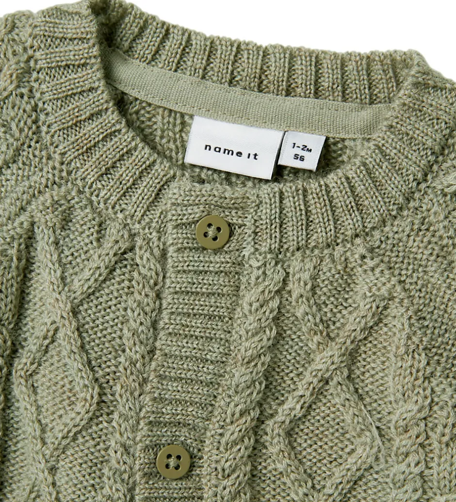 Cardigans|Striktrøjer|Name It Cardigan - Uld - Strik - NbmWrilla - Dried Sage