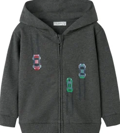 Cardigans|Name It Cardigan m. Hætte - NmmVoltinus - Dark Grey Melange/Cars