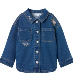 Overgangsjakker|Name It Denimjakke - NmfKara - Dark Blue Denim/Flower