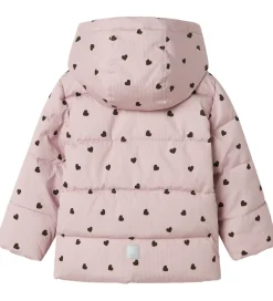 Overgangsjakker|Dunjakker Og Dynejakker|Name It Dynejakke - NmfMonday - Violet Ice m. Hjerter