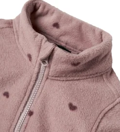 Fleece|Name It Fleecedragt - NmnSpektra - Woodrose m. Hjerter