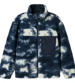 Fleece|Name It Fleecejakke - Teddy - NkmMilou - Navy Blazer m. Mønster