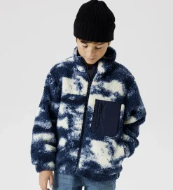 Fleece|Name It Fleecejakke - Teddy - NkmMilou - Navy Blazer m. Mønster