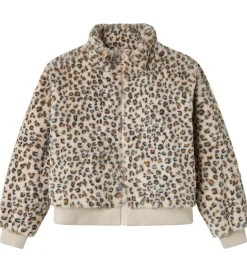 Fleece|Name It Jakke - Imiteret Pels - NkfMila - Oxford Tan/Leo