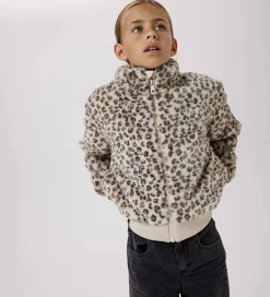 Fleece|Name It Jakke - Imiteret Pels - NkfMila - Oxford Tan/Leo