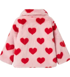 Overgangsjakker|Name It Jakke - Imiteret Pels - NmfMindy - Nosegay m. Hjerter