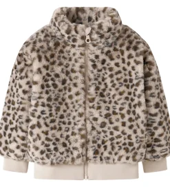Fleece|Name It Jakke - Imiteret Pels - NmfMila - Oxford Tan/Leo