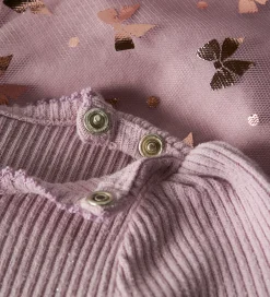 Kjoler|Juletøj|Name It Kjole - Rib/Tyl - NbfRosally - Keepsake Lilac m. Sløjfer