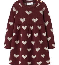 Juletøj|Kjoler|Name It Kjole - Strik - NbfOana - Burgundy/Peyote Heart