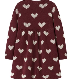 Juletøj|Kjoler|Name It Kjole - Strik - NbfOana - Burgundy/Peyote Heart