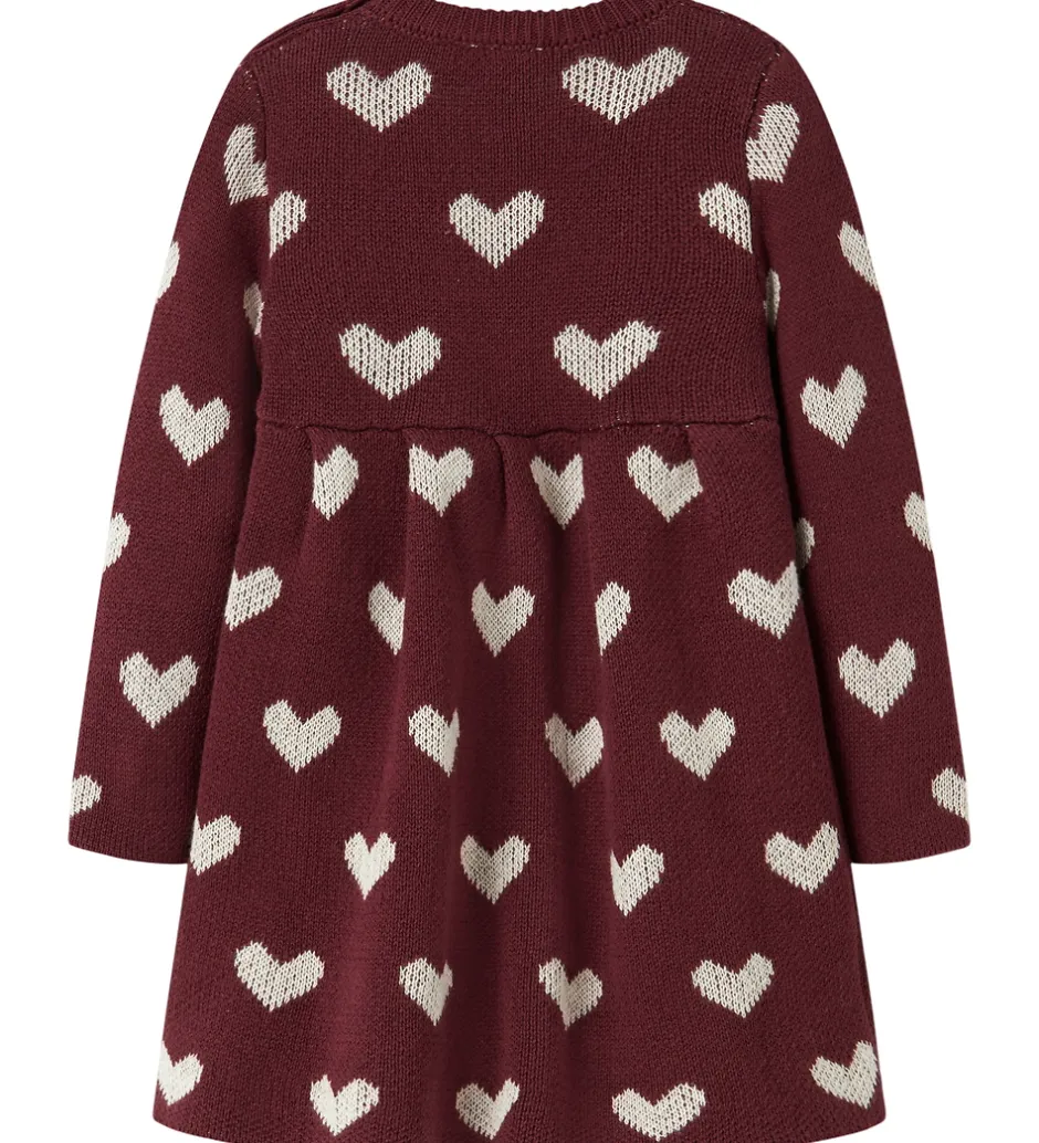 Juletøj|Kjoler|Name It Kjole - Strik - NbfOana - Burgundy/Peyote Heart