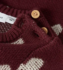 Juletøj|Kjoler|Name It Kjole - Strik - NbfOana - Burgundy/Peyote Heart