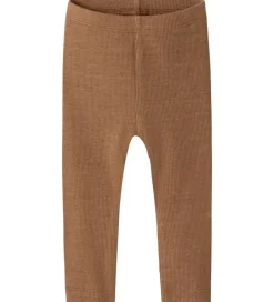 Leggings|Unisex-Tøj|Name It Leggings - Rib - NbnKab - Toasted Coconut/Melange