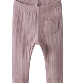 Pigetøj|Leggings|Name It Leggings - Rib - NbfSiva - Keepsake Lilac m. Hulmønster