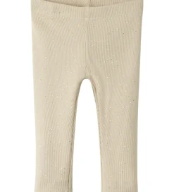 Leggings|Name It Leggings - Rib - NbfRosally - Cement m. Glimmer
