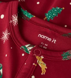 Nattøj|Name It Natdragt - NbnVismas - Jester Red/Xmas AOP Red