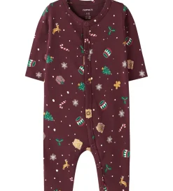 Nattøj|Name It Natdragt - NbnVismas - Burgundy/Xmas AOP