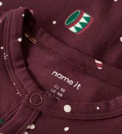 Nattøj|Name It Natdragt - NbnVismas - Burgundy/Xmas AOP