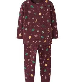 Nattøj|Name It Nattøj - 2-Delt - NmnVismas - Burgundy/Xmas - AOP