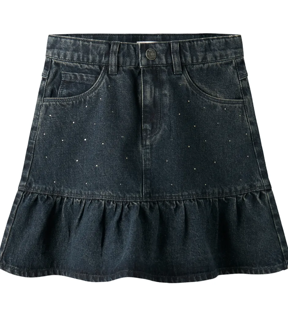 Pigetøj|Nederdele|Name It Nederdel - NkfThes - Dark Midnight Denim m. Rhinsten
