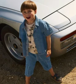 Skjorter|Name It Skjorte k/æ - Hør/Bomuld - NmmPeter - Mørkeblå Denim